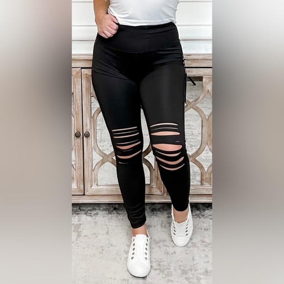 Mono B Pants - NWOT Hidden High Rise Mono B Black Laser Etched Leggings